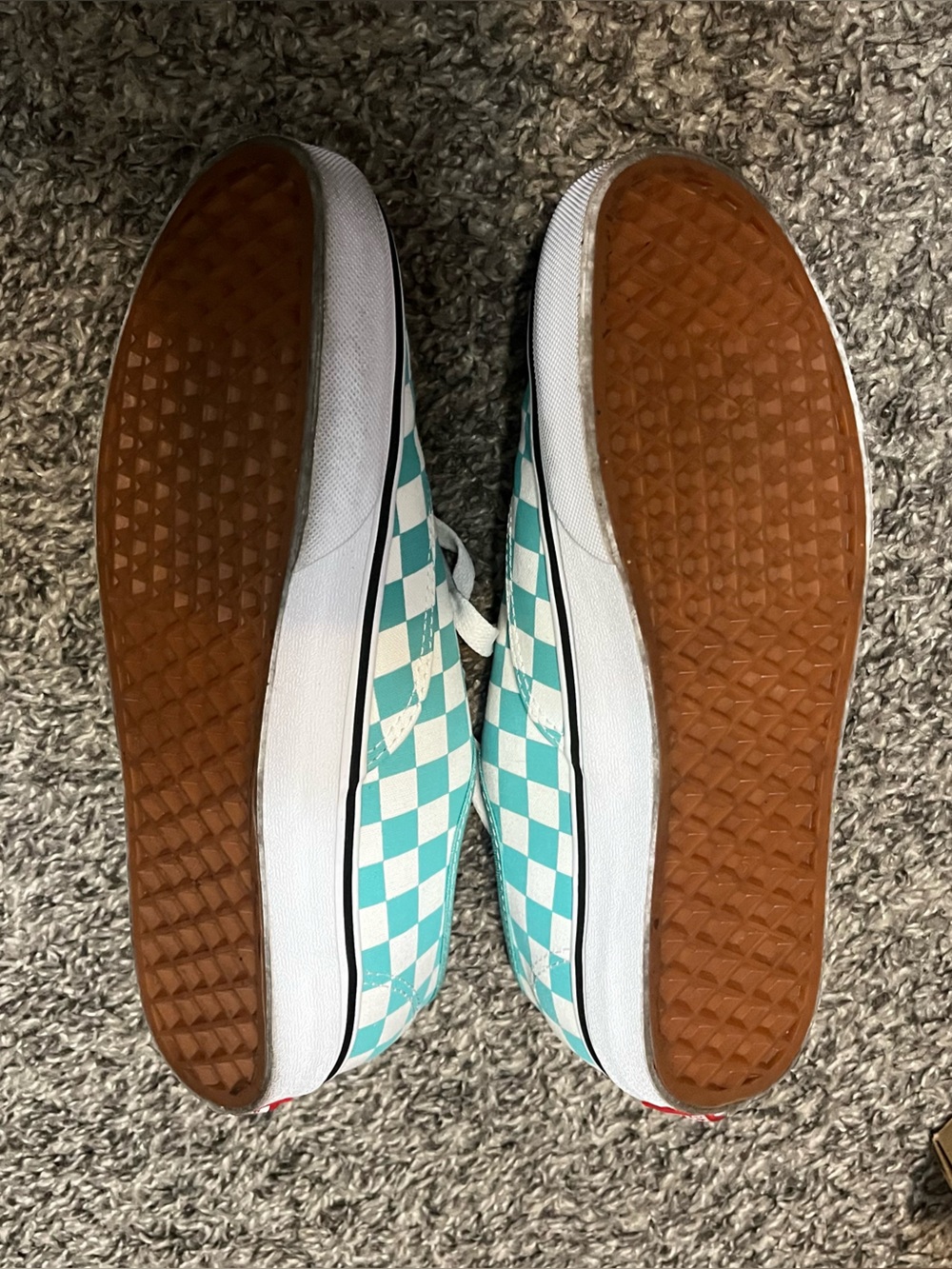 Women Vans Checkerboard Lace-Up Sneakers - Teal / White - Picture 2 of 5
